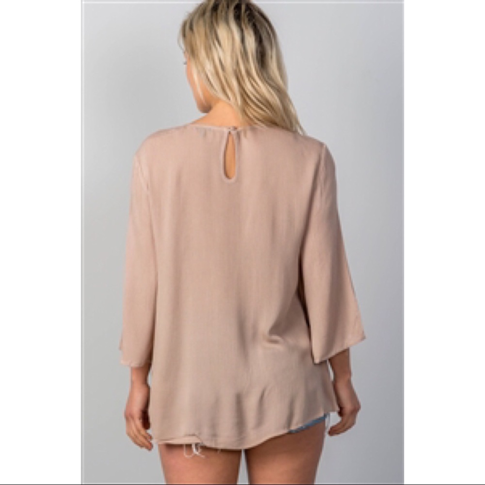 🔥SALES🔥PEASANT TAUPE TOP - Picture 2 of 4